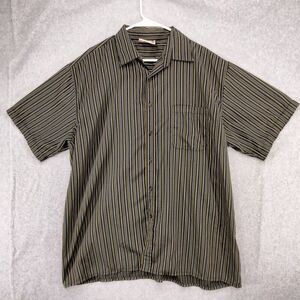 Bklyn Unltd Co. Shirt Men XL Short Sleeve Striped Button Up Black Striped Summer